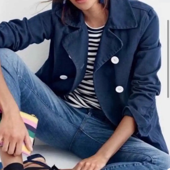 J Crew Double Breasted Navy Pea Coat - Picture 2 of 5